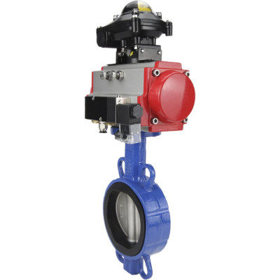 Затвор DN.ru WCB-316L-EPDM Ду40 Ру16 с пневмоприводом, пневмораспределителем, БКВ D050-00274