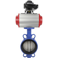 Затвор DN.ru WCB-316L-EPDM Ду40 Ру16 с пневмоприводом, пневмораспределителем, БКВ D050-00274