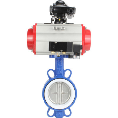 Затвор DN.ru WCB-316L-PTFE Ду125 Ру16 с пневмоприводом, пневмораспределителем, БКВ D050-00332