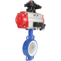 Затвор DN.ru WCB-316L-PTFE Ду125 Ру16 с пневмоприводом, пневмораспределителем, БКВ D050-00332