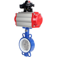 Затвор DN.ru WCB-316L-PTFE Ду125 Ру16 с пневмоприводом, пневмораспределителем, БКВ D050-00332