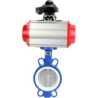 Затвор DN.ru WCB-316L-PTFE Ду125 Ру16 с пневмоприводом, пневмораспределителем, БКВ D050-00332