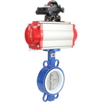 Затвор DN.ru WCB-316L-PTFE Ду125 Ру16 с пневмоприводом, пневмораспределителем, БКВ D050-00332
