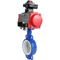 Затвор DN.ru WCB-316L-PTFE Ду125 Ру16 с пневмоприводом, пневмораспределителем, БКВ D050-00332