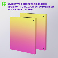 Папка на 4 кольцах BERLINGO Radiance 24 мм, 600 мкм, D-кольца, с внутренним карманом, желтый/розовый RB4_4D001