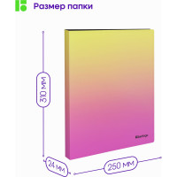 Папка на 4 кольцах BERLINGO Radiance 24 мм, 600 мкм, D-кольца, с внутренним карманом, желтый/розовый RB4_4D001