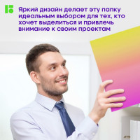 Папка на 4 кольцах BERLINGO Radiance 24 мм, 600 мкм, D-кольца, с внутренним карманом, желтый/розовый RB4_4D001