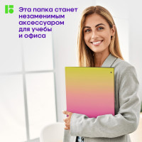 Папка на 4 кольцах BERLINGO Radiance 24 мм, 600 мкм, D-кольца, с внутренним карманом, желтый/розовый RB4_4D001