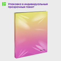 Папка на 4 кольцах BERLINGO Radiance 24 мм, 600 мкм, D-кольца, с внутренним карманом, желтый/розовый RB4_4D001