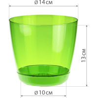 Кашпо с поддоном IDEA ОРХИДЕЯ 140 мм, 1.5 л Зеленый прозрачный М 3050