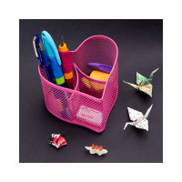 Настольная подставка BERLINGO Steel&Style металлическая, в виде сердца, 3 секции, розовая BMs_41125