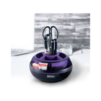 Настольный органайзер BERLINGO Apex 9 предметов, вращающийся, черный/фиолетовый MOn_09112