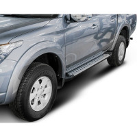 Пороги на автомобиль Rival Bmw-Style круг для Mitsubishi L200 IV 2006-2019-2018-н.в., 193 см, 2 шт., алюминий D193AL.4003.1