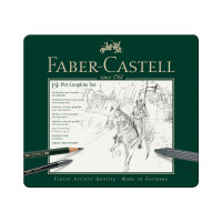 Набор чернографитных карандашей Faber-Castell Pitt Graphite 19 предметов, заточенный, металлический корпус 112973
