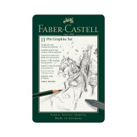 Набор чернографитных карандашей Faber-Castell Pitt Graphite 11 предметов, заточенный, металлический корпус 112972