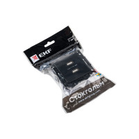 Механизм розетки EKF Стокгольм, USB, 2-местная, 2,1А, черный, PROxima EZR16-028-10-2USB