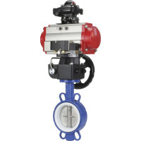 Затвор DN.ru WCB-316L-PTFE Ду50 Ру16 с пневмоприводом, пневмораспределителем, БКВ, дублером D050-00355