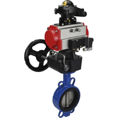 Затвор DN.ru WCB-316L-NBR Ду40 Ру16 с пневмоприводом, пневмораспределителем, БКВ, дублером D050-00311