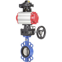 Затвор DN.ru WCB-316L-NBR Ду250 Ру16 с пневмоприводом, пневмораспределителем, БКВ, дублером D050-00303