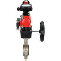 Затвор DN.ru 316L-316L-PTFE Ду100 Ру16 с пневмоприводом, пневмораспределителем, БКВ, дублером D050-00167