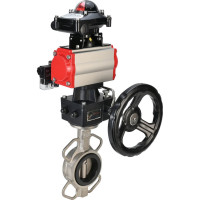 Затвор DN.ru 316L-316L-PTFE Ду100 Ру16 с пневмоприводом, пневмораспределителем, БКВ, дублером D050-00167