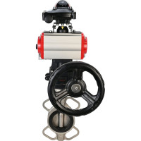 Затвор DN.ru 316L-316L-PTFE Ду100 Ру16 с пневмоприводом, пневмораспределителем, БКВ, дублером D050-00167