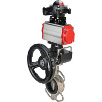 Затвор DN.ru 316L-316L-PTFE Ду100 Ру16 с пневмоприводом, пневмораспределителем, БКВ, дублером D050-00167