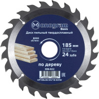 Диск пильный твердосплавный Basis (185х30/20/16 мм; 24 зуба) MONOGRAM 086-822