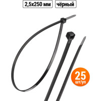 Хомут TDM ELECTRIC 2,5х250 мм, нейлон, черный, 25 штук SQ0515-0329