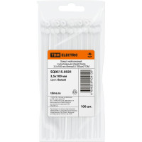 Нейлоновый хомут с монтажным отверстием TDM ELECTRIC 3,5х100 мм, белый, 100 шт. SQ0515-0501