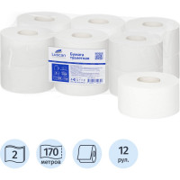 Бумага туалетная д/дисп Luscan PROFESSIONAL Luscan Professional 2сл белая цел 170м 12рул/уп 601112