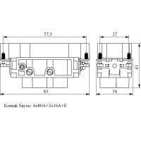 Штепсель Emas 6 полюсов, 4/80А +2/16A EB0806CF00
