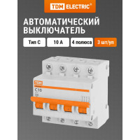 Автоматический выключатель TDM ELECTRIC ВА47-63 4Р 10А 4,5кА х-ка С SQ0218-0029