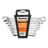 Набор рожково-накидных ключей ЕРМАК 8 предметов 8-19мм, матовые CRV, пластик холдер 736-049