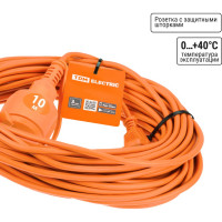 Удлинитель-шнур TDM ELECTRIC силовой УШз10 штепс. гнездо, 10м ПВС 3х0,75 SQ1301-0610