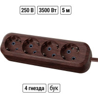 Удлинитель сетевой TDM ELECTRIC 4 розетки, 5 метров, ПВС 3х1мм2 Эко (бук) 16А 250В SQ1303-3012