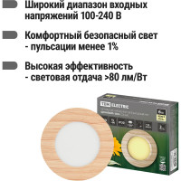 Светильник TDM ELECTRIC светодиодный потолочный накладной круг "Даунлайт" СПО (сосна) 6 Вт 120х32 мм 3000К SQ0329-0411