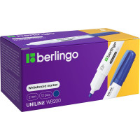 Набор маркеров для белых досок Berlingo, 12 шт , Uniline WB200, синий, пулевидный, 2 мм  PM6213