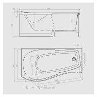 Асимметричная ванна Alex Baitler ORTA R 150x90