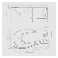 Асимметричная ванна Alex Baitler ORTA L 170x92