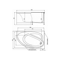 Асимметричная ванна Alex Baitler NERO R 150x95