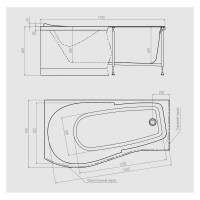 Асимметричная ванна Alex Baitler ORTA R 170x92