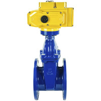 Задвижка клиновая DN.ru 30ч939р Ду150 Ру16 с электроприводом MT-200 380В, цвет - синий D040-05455