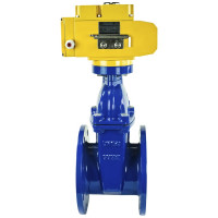Задвижка клиновая DN.ru 30ч939р Ду150 Ру16 с электроприводом MT-200 380В, цвет - синий D040-05455
