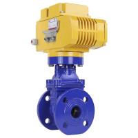 Задвижка клиновая DN.ru 30ч939р Ду40 Ру16 с электроприводом MT-100 380В, цвет - синий D040-00758