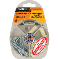 Дюбель ЕВРОПАРТНЕР MULTI 8 + крюк-шуруп d4.1 х L60 ZN, 8 шт. RB2 0156