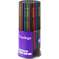 Карандаш чернографитовый Berlingo "Color Zone", 72 шт в упаковке, трехгран., черное дерево, заточен., ассорти BP01305