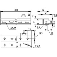 Двойной С-образный профиль DKC 41x41, L800, толщ.2,5 мм, горячеоцинкованный BPD4108HDZ