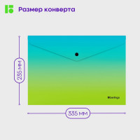 Папка-конверт на кнопке Berlingo, 12 шт  в комплекте, Radiance, 180 мкм, голубой/зеленый градиент, с рисунком  EFb_A4003