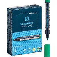 Маркер для белых досок и флипчартов Schneider "Maxx 290" зеленый, пулевидный, 3мм, 10 шт. 129004